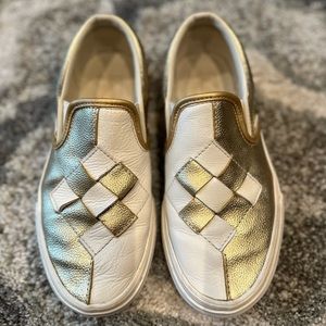 Unique white and gold women’s size 6.5 vans.